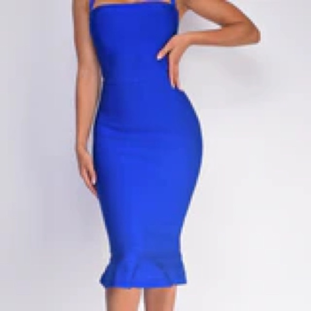 Chic Royal Blue Midi Dress